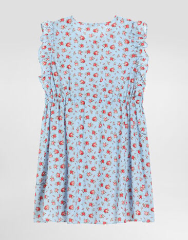 Dolce & Gabbana Vestido en muselina con estampado de pequeñas rosas Multicolor L54DR7HS5UP