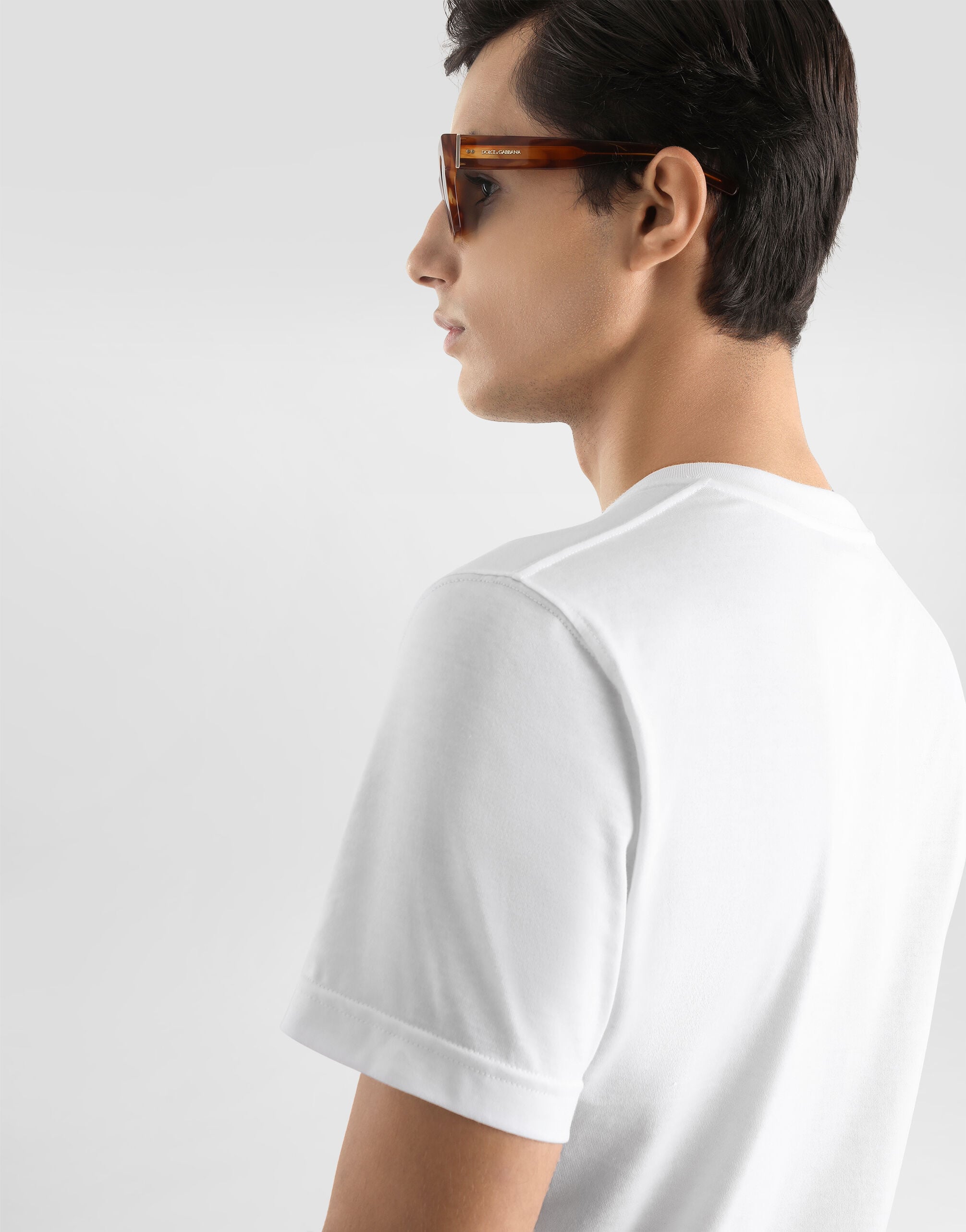 Cotton t-shirt with embroidery in White for Men | Dolce&Gabbana® US