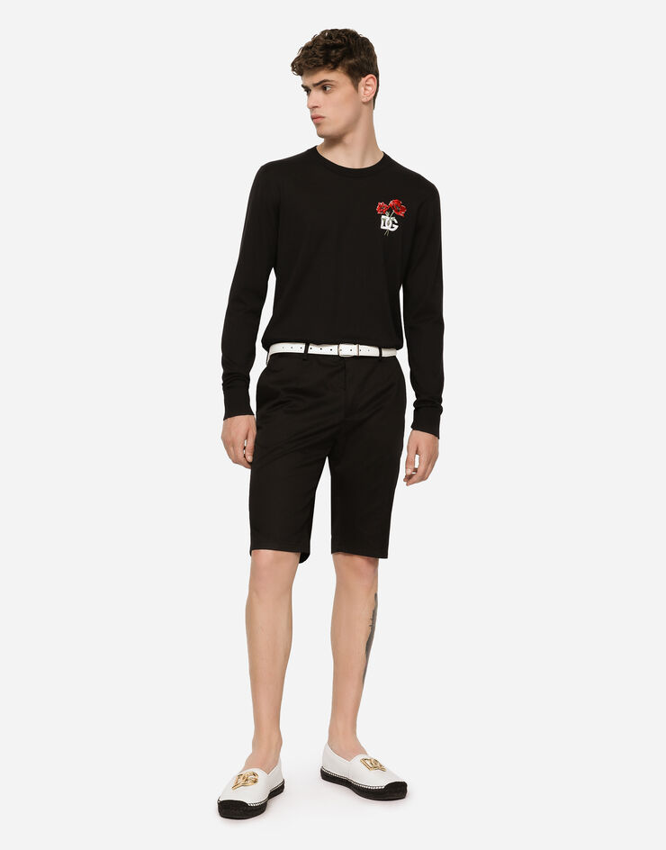 Dolce & Gabbana Stretch cotton shorts with DG embroidery Black GWRREZFUFJR