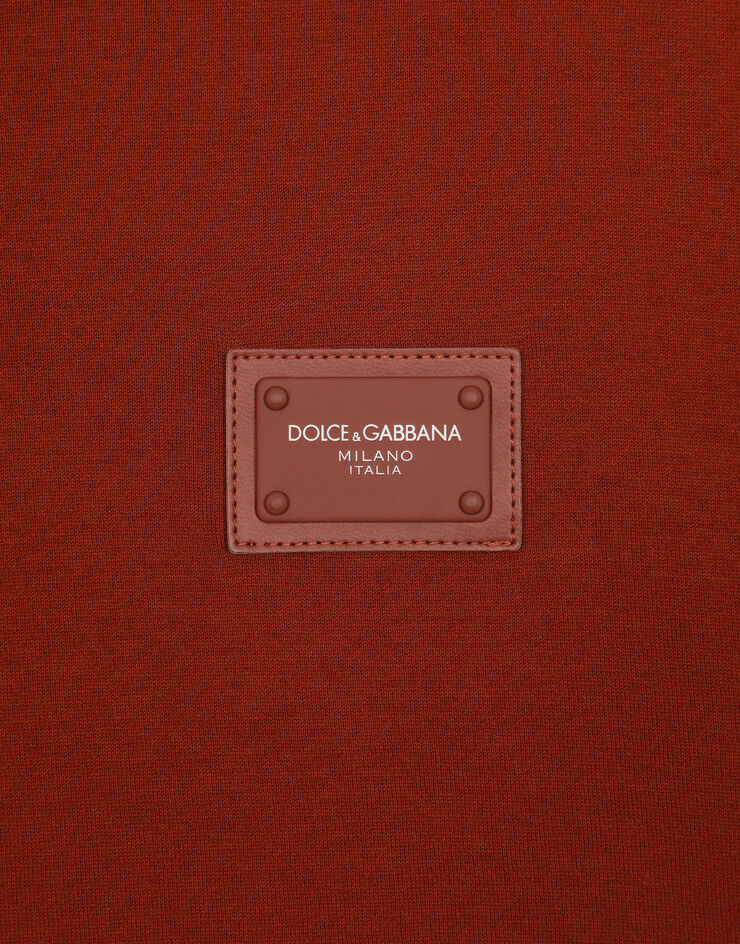 Dolce & Gabbana Baumwoll-t-shirt mit logoplakette KUPFER G8KJ9TFU7EQ