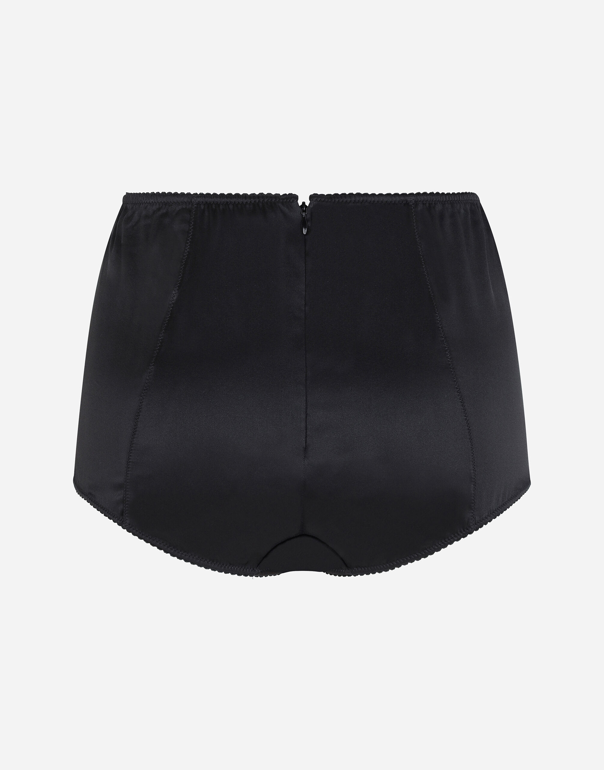 Satin high waisted panties in BLACK for Women Dolce Gabbana