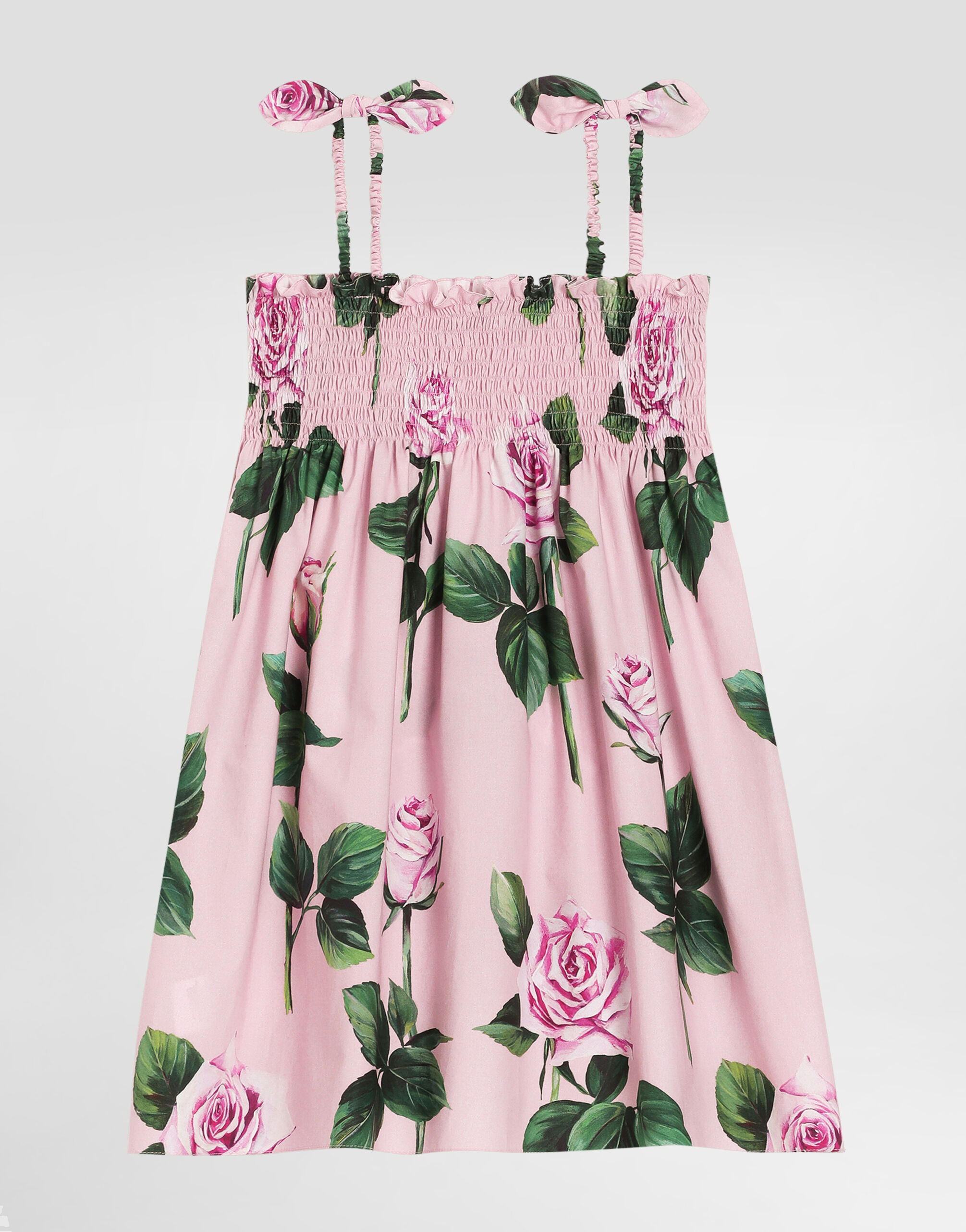 Rose-print poplin dress in Print for Girls | Dolce&Gabbana® US