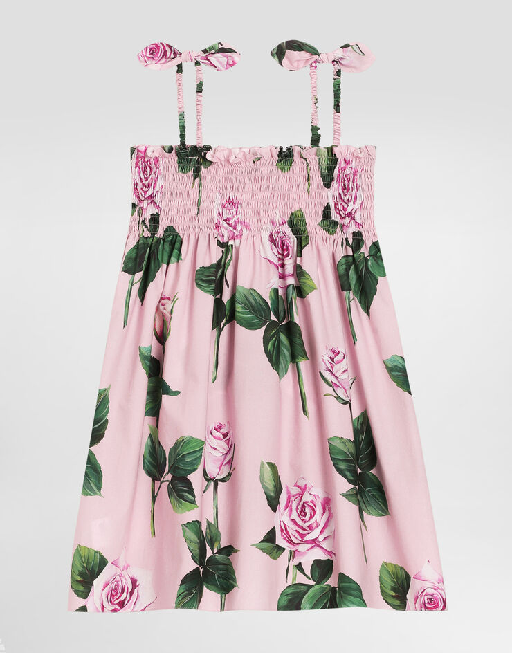 Dolce & Gabbana Robe en popeline à imprimé roses Imprimé L54DE0HS5S7