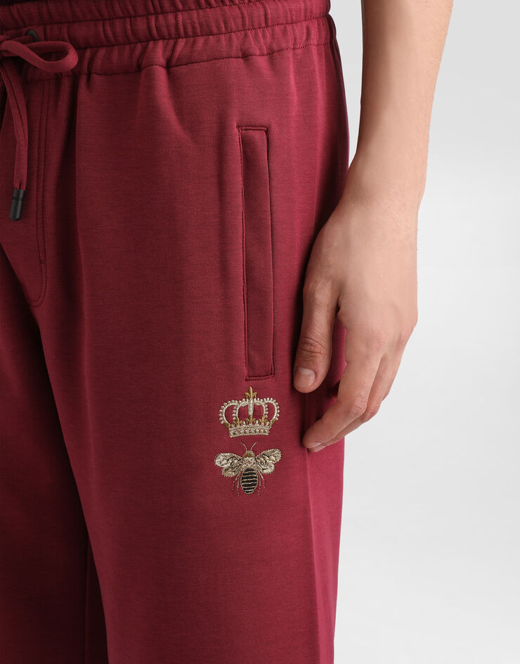 Dolce & Gabbana Jersey jogging shorts with embroidery Bordeaux GVF8AZHU7H9