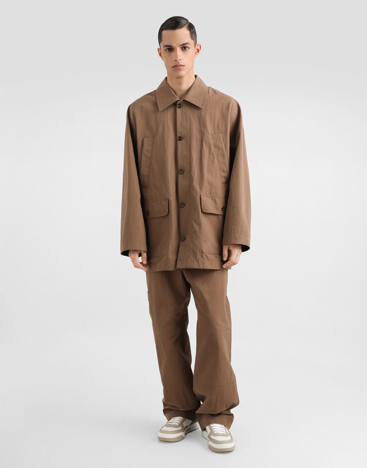 Dolce & Gabbana Parka aus technischem Gewebe mit Plakette Beige G9BLITHUMUP