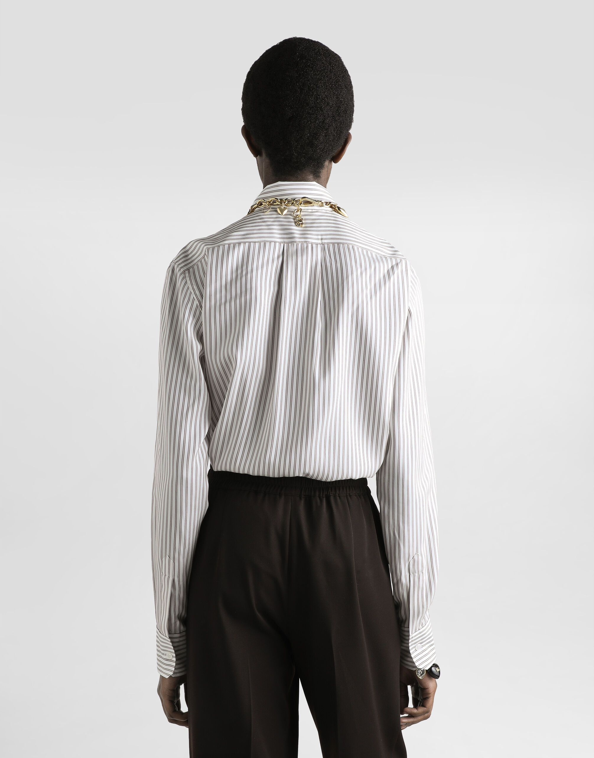 Silk shirt with striped print - thumbnail 3