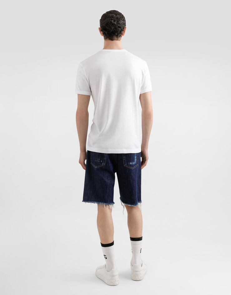 Dolce & Gabbana 紋章風パッチ コットン Tシャツ ホワイト G8PV1ZG7O4C