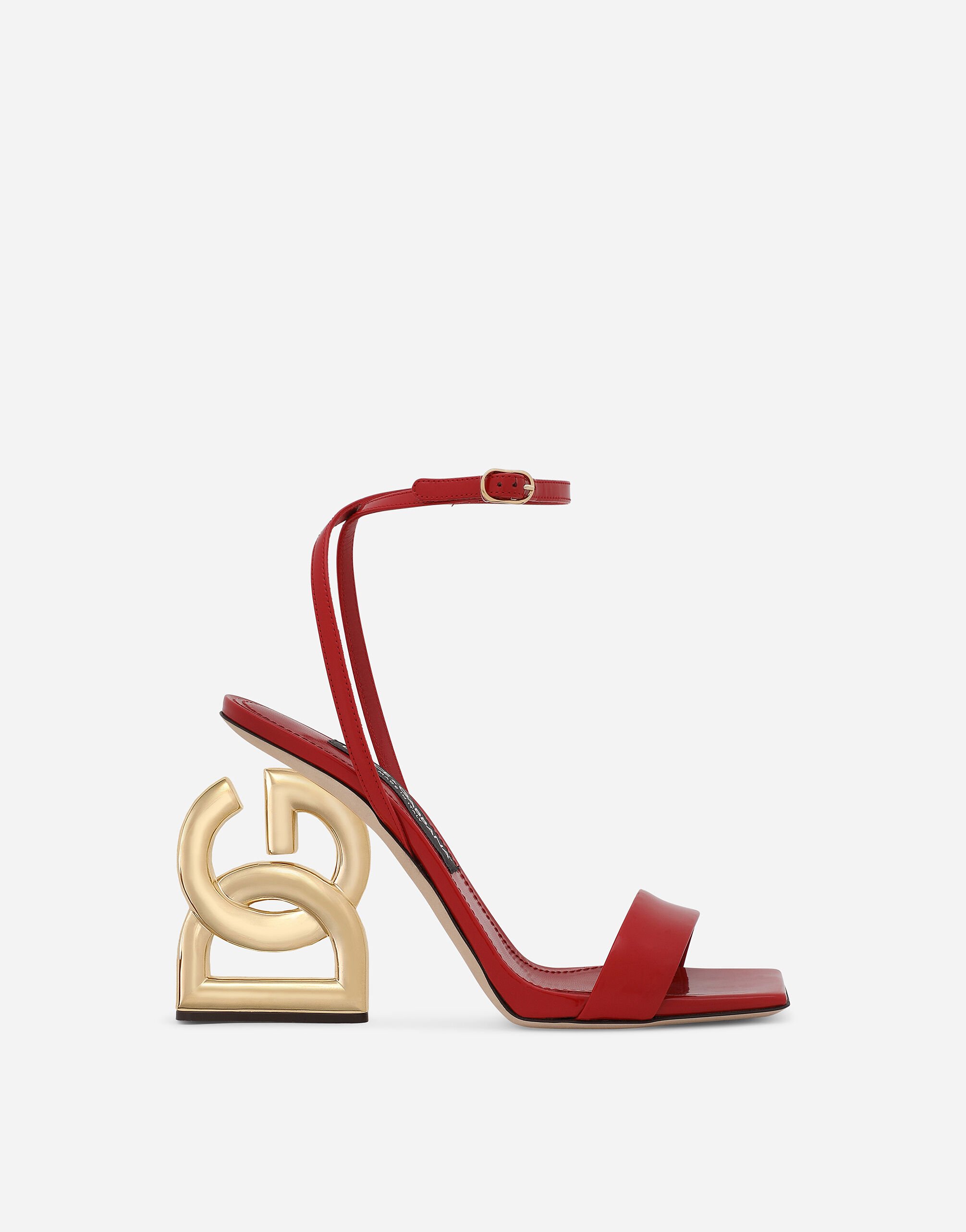 Dolce&Gabbana Patent leather sandals with 3.5 heel Red CR1340AS818