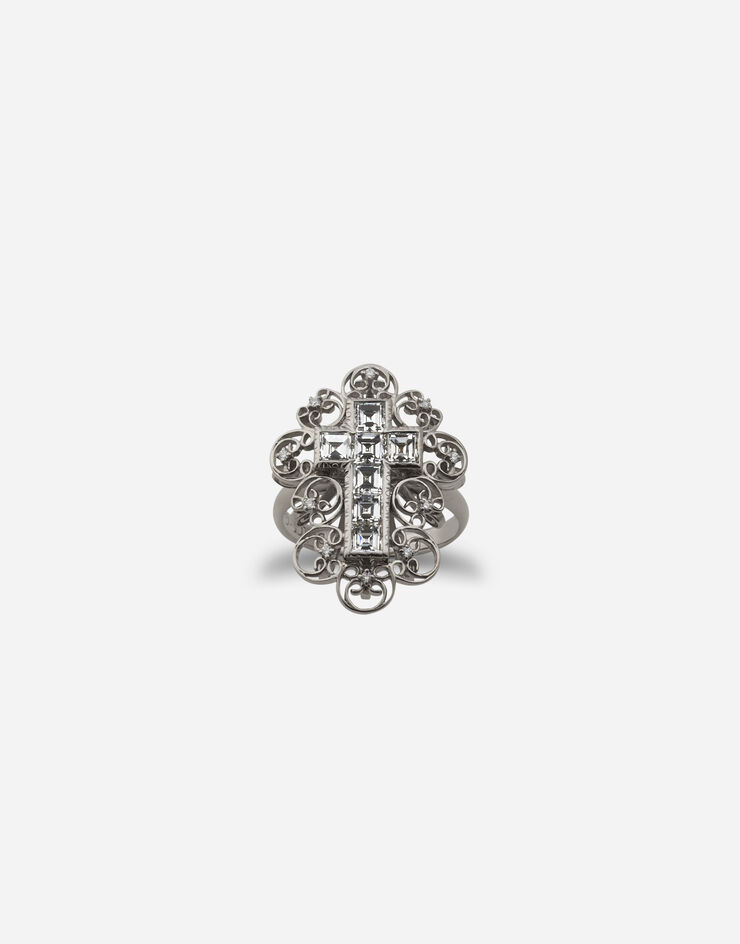 Dolce & Gabbana Barocco ring in white gold with diamonds White Gold WRKB2GWDIWH