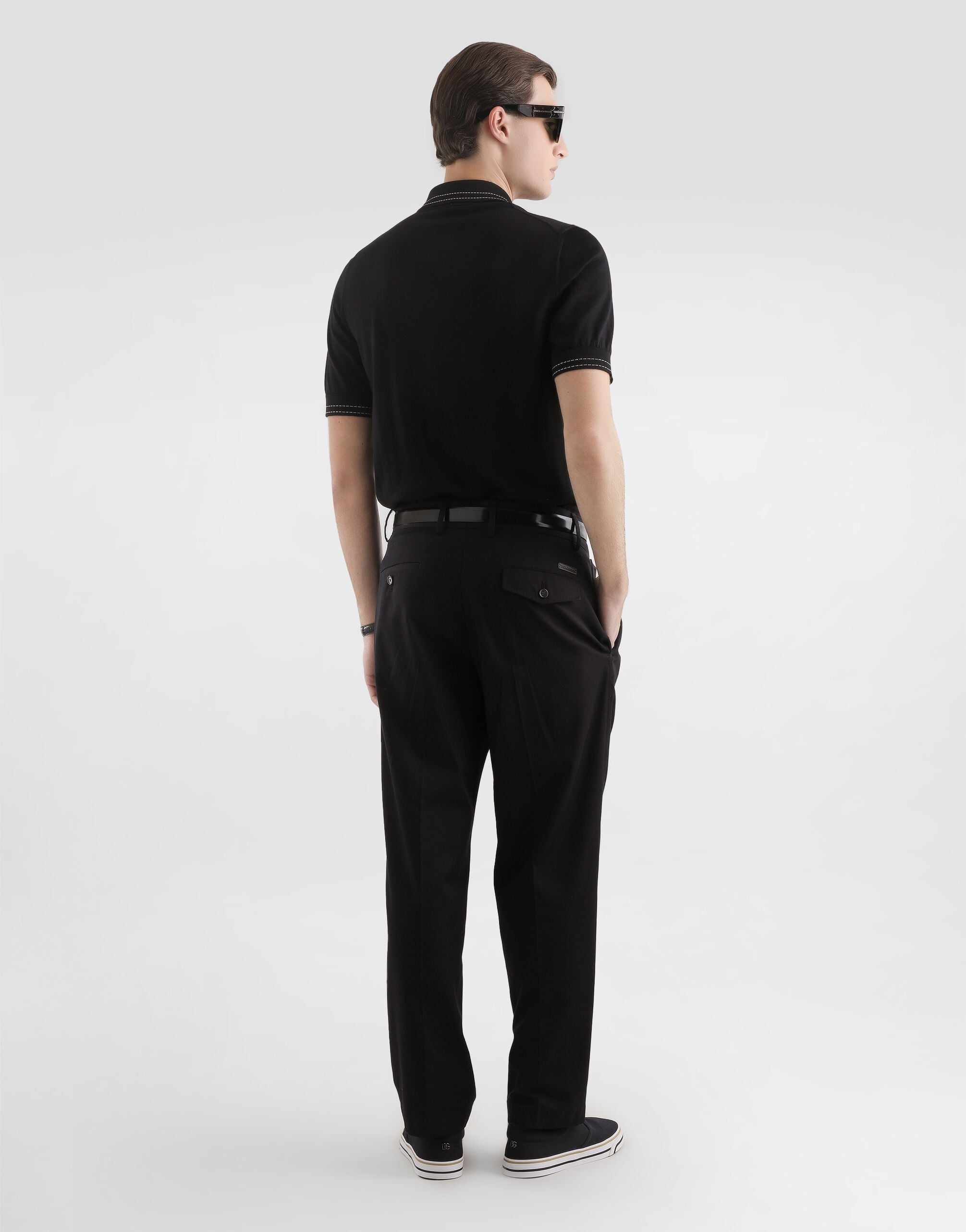 Silk polo shirt in Black for Men | Dolce&Gabbana®
