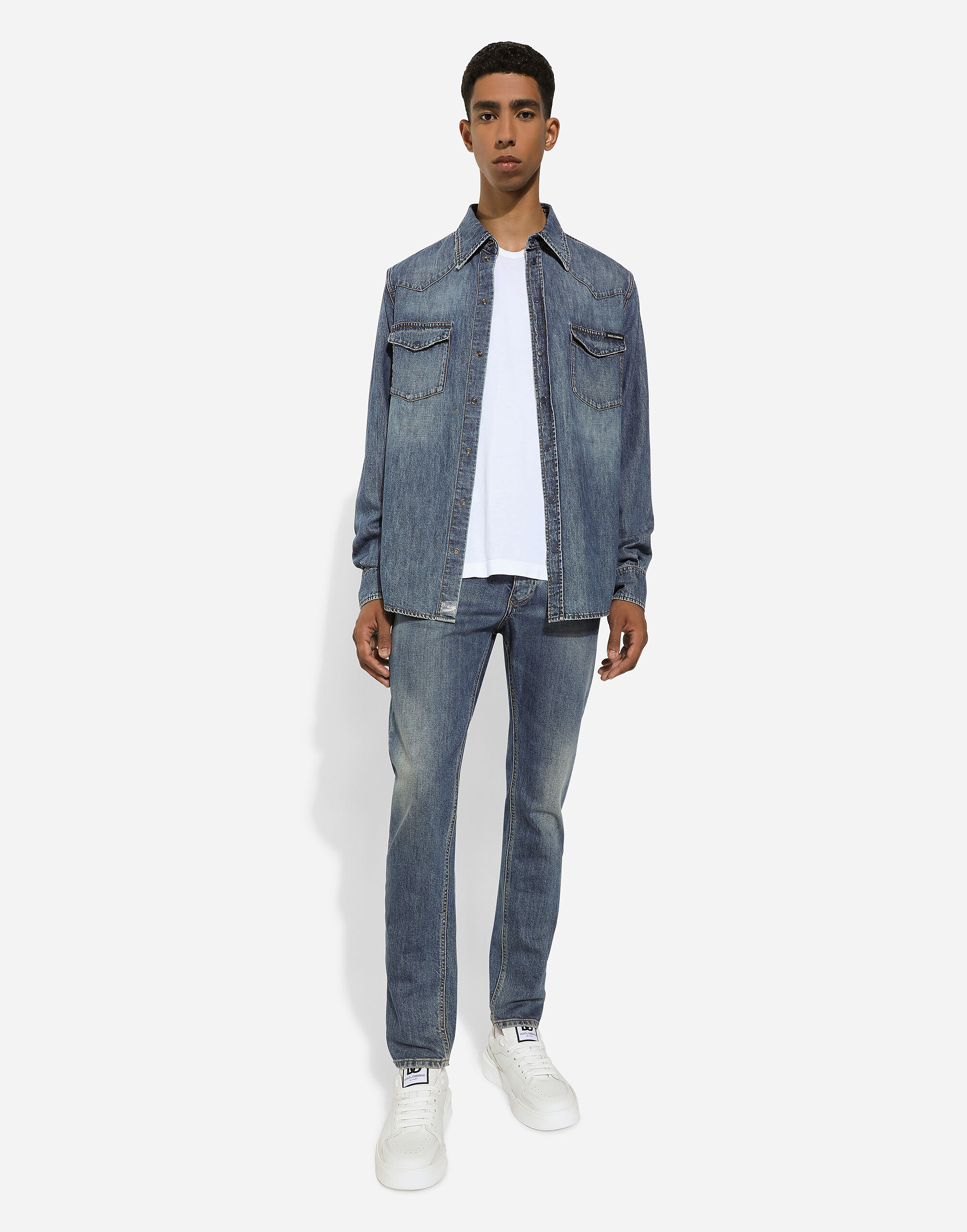 Oversize denim shirt in Blue for Dolce Gabbana US