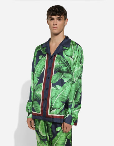 Dolce & Gabbana قميص من الحرير بطبعة شجرة موز يضعط G5IF1THI1QA