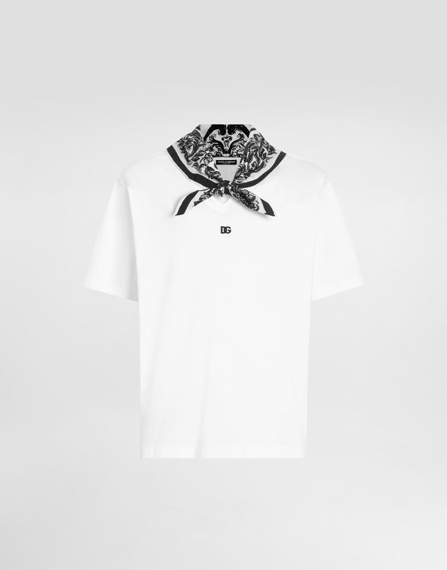 Scarf detail cotton t-shirt