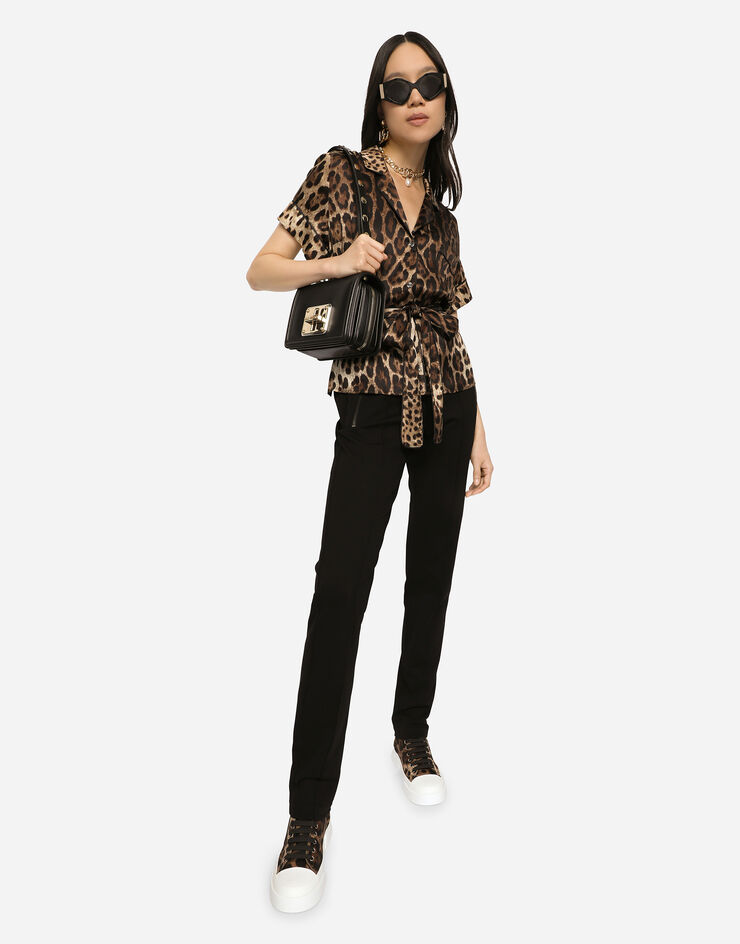 Dolce & Gabbana Jersey pants with branded elastic Black FTCD2TGDO95