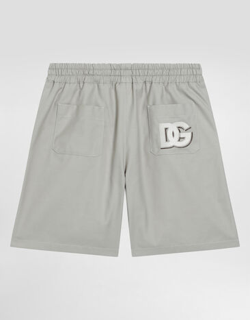 Dolce & Gabbana Gabardine shorts with DG logo Beige L43Q65HUMRB