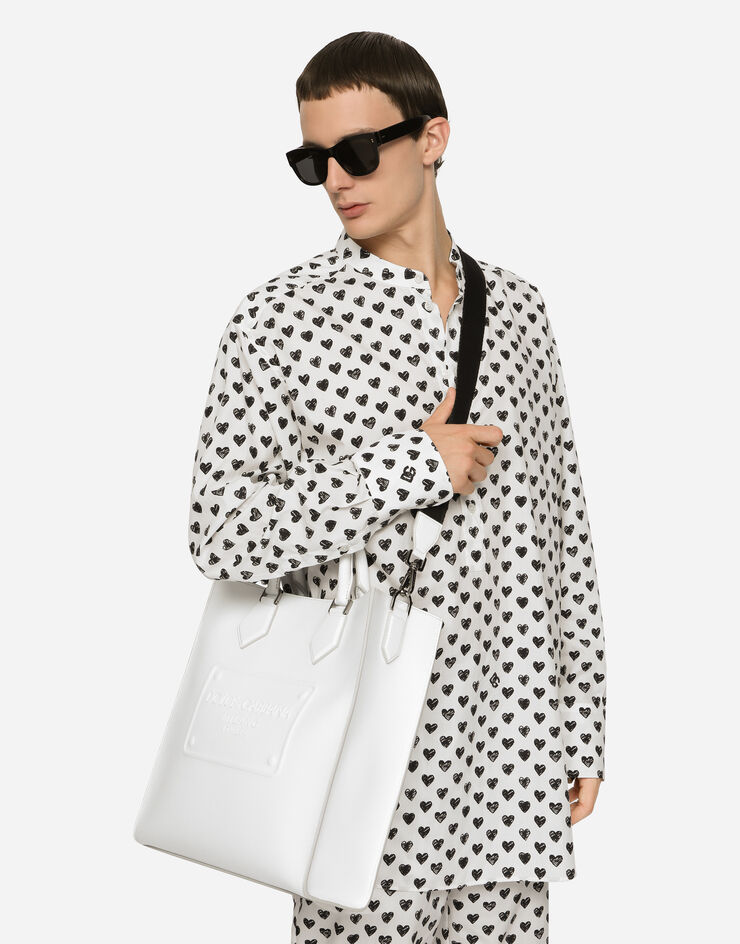 Dolce & Gabbana Calfskin tote bag with raised logo White BM2154AG218