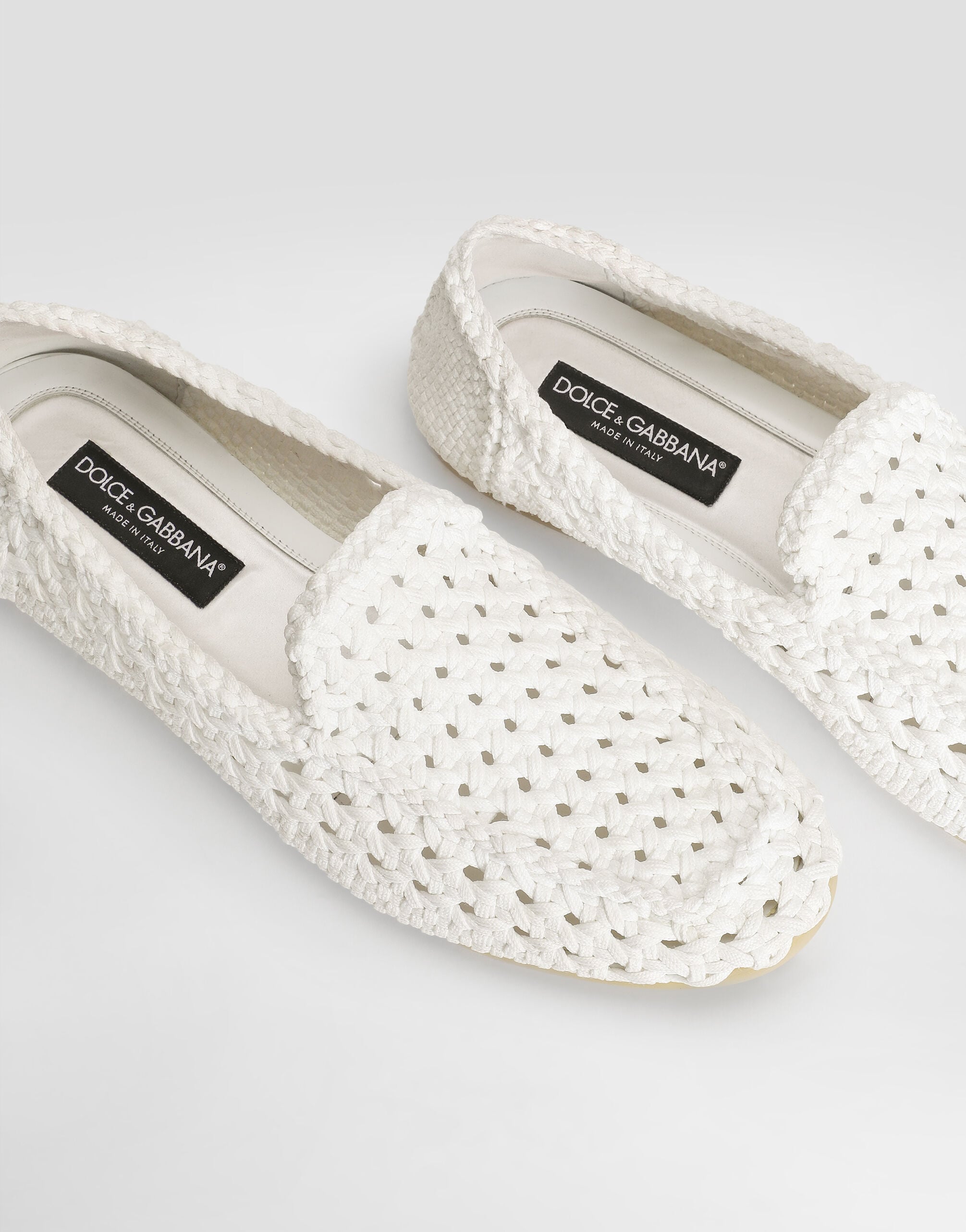 Whiteのメンズ Slippers in woven fabric | Dolce&Gabbana®