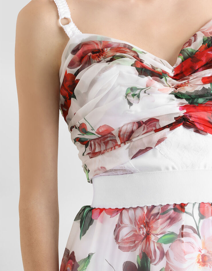 Dolce & Gabbana Rose-print marquisette and chiffon corset top Print F7AX5TIS1Y6