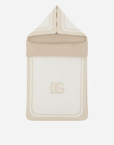 Dolce & Gabbana Jersey sleep sack with DG logo print Beige L1KWF6JAWX7
