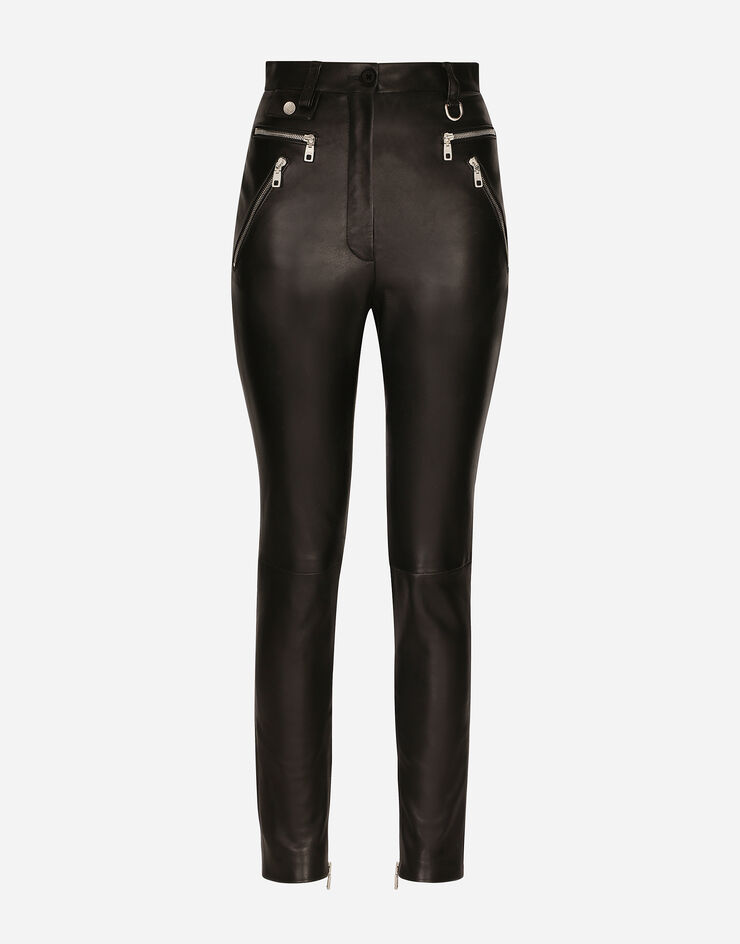 Dolce & Gabbana Faux leather jeans with zipper Black FTBYTTFUSSH