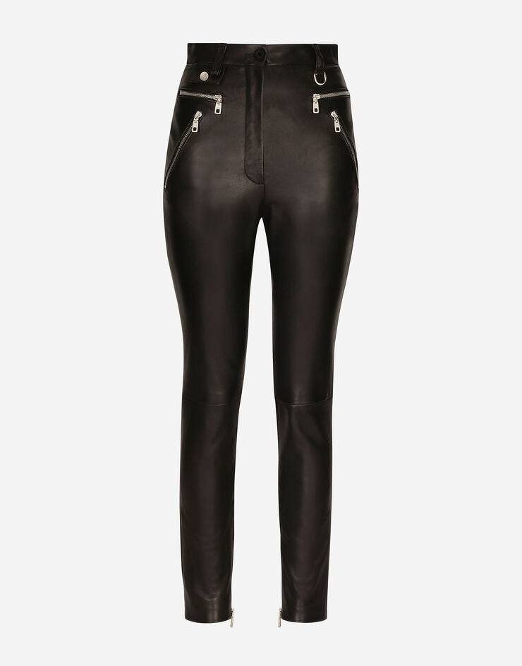 Dolce & Gabbana Jean en similicuir à fermeture zippée Noir FTBYTTFUSSH
