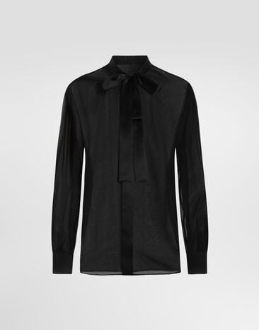Dolce & Gabbana Chiffon pussy-bow shirt Black F5T27TFU1AT