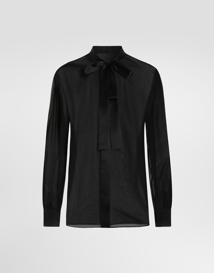 Dolce & Gabbana Chiffon pussy-bow shirt Black F5T27TFU1AT