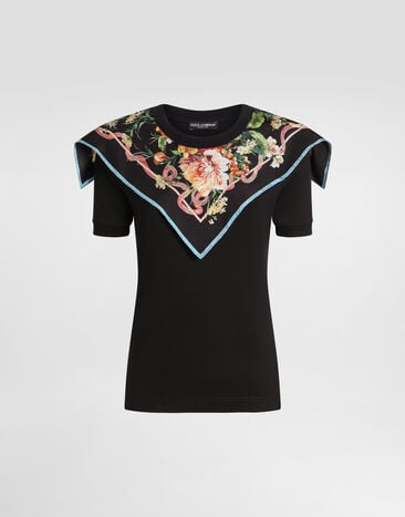 Dolce & Gabbana Short-sleeved t-shirt with foulard Black F8V73TGDDCF