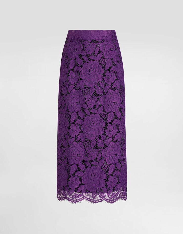 Dolce & Gabbana Skirt in cordonetto lace Purple F4B7ITHLM7L
