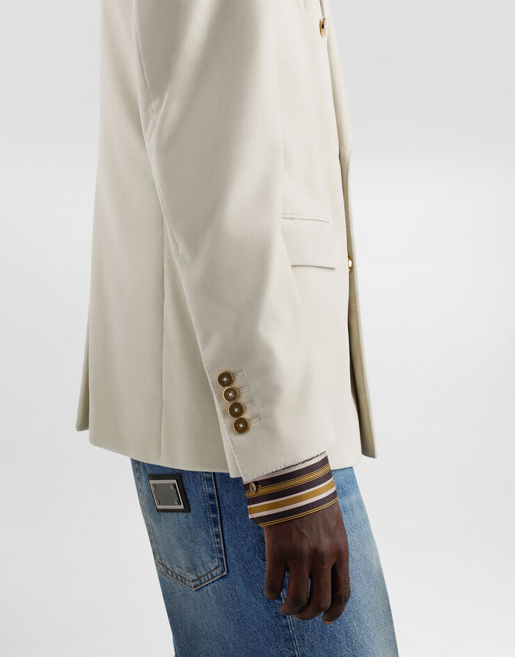 Dolce & Gabbana Chaqueta de botonadura doble en terciopelo Beige G2TV8TFUWCU