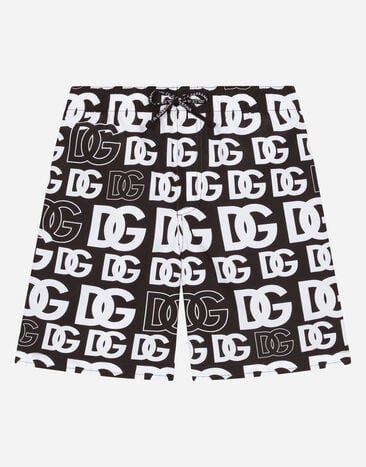 Dolce & Gabbana Nylon swim trunks with DG logo print Multicolor L4J835G7D7Z