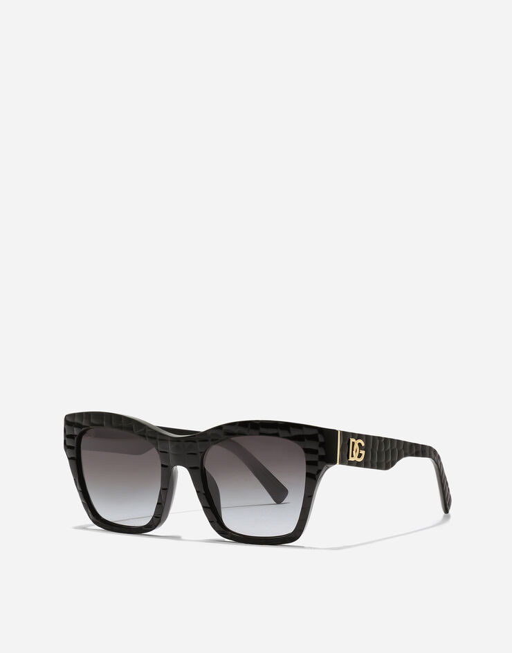 Dolce & Gabbana DG Crossed Sunglasses Black texture cocco VG4512VP88G