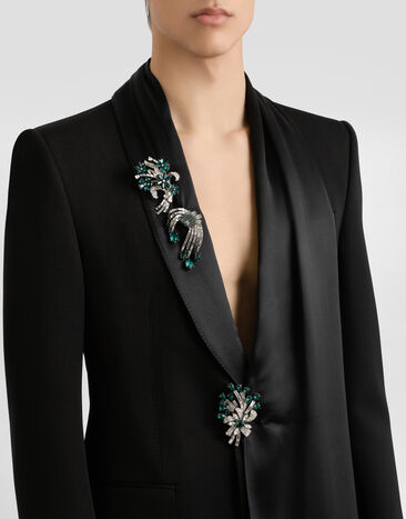 Dolce & Gabbana Floral brooch with rhinestones Green WPR7S1W1111