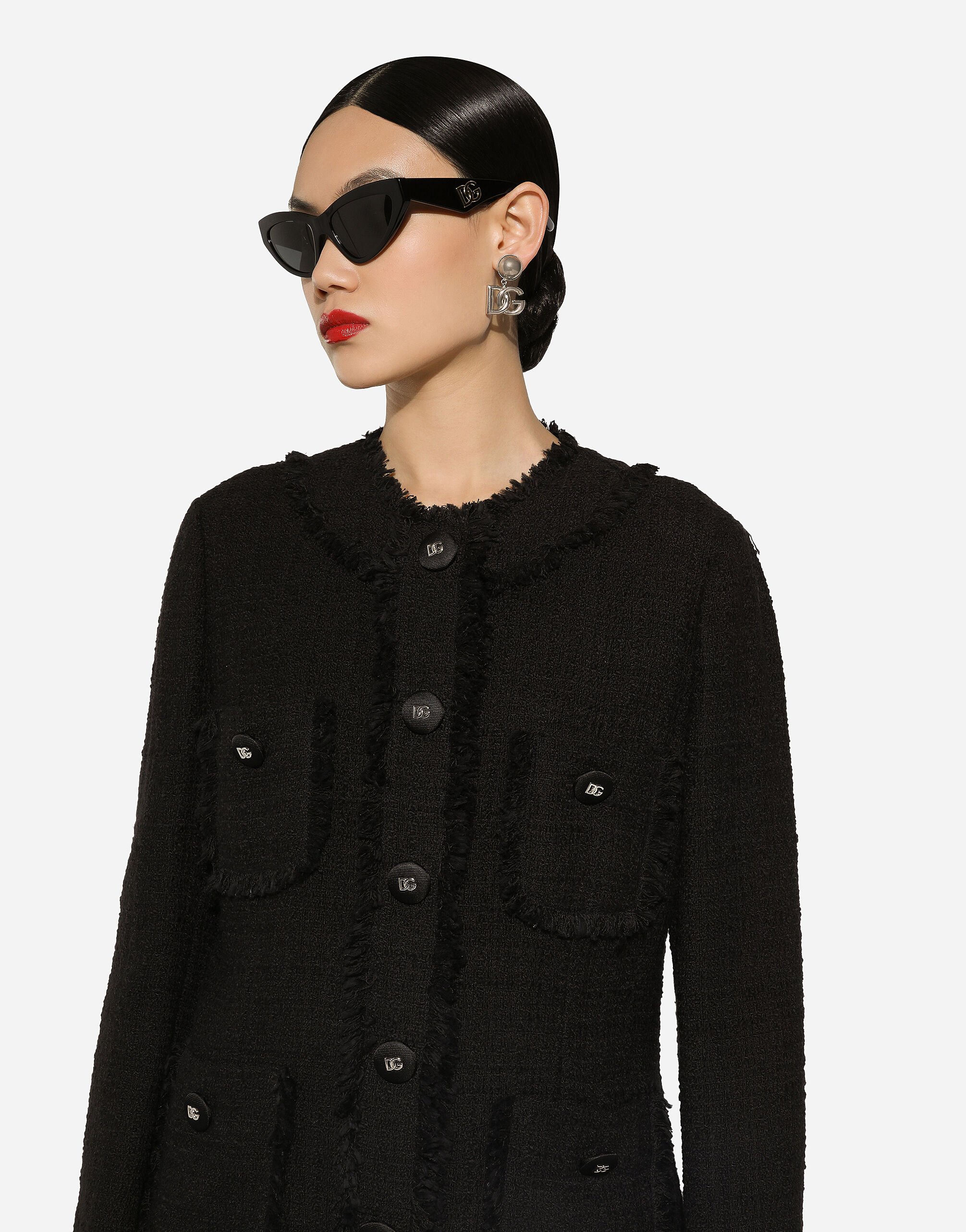 ジャケット Dolce & Gabbana FW24 Black tweed blazer (F2940TGDCLW N0000) Single-breasted tweed jacket in Black for Women