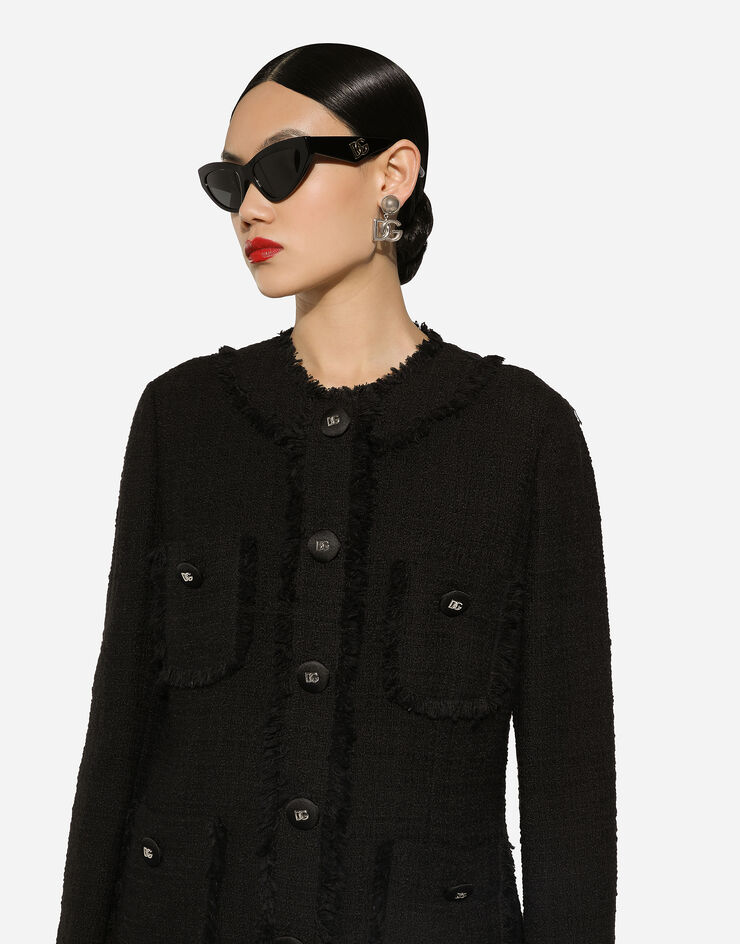 Dolce & Gabbana Single-breasted tweed jacket Black F27AGTFMTAC