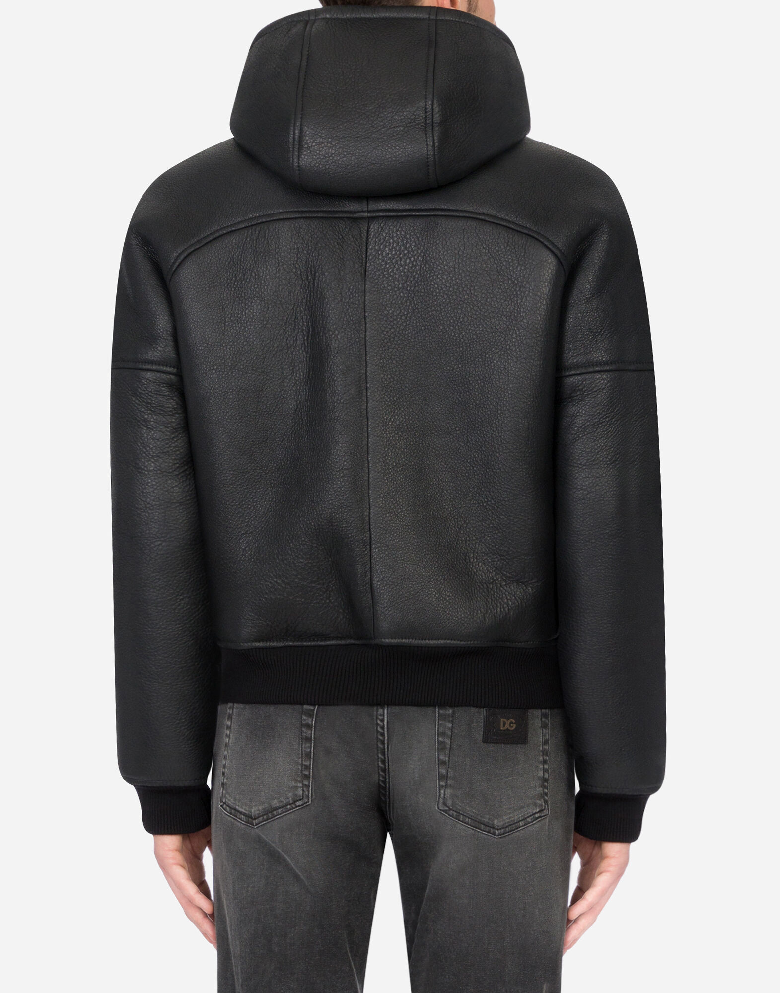 Shearling jacket with hood