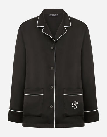 Dolce & Gabbana シャツ パジャマフィット サテン DGエンブロイダリー ブラック F5O12ZFU1AU