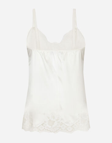 Dolce & Gabbana Satin lingerie-style top with lace detailing White O7A00TONO13