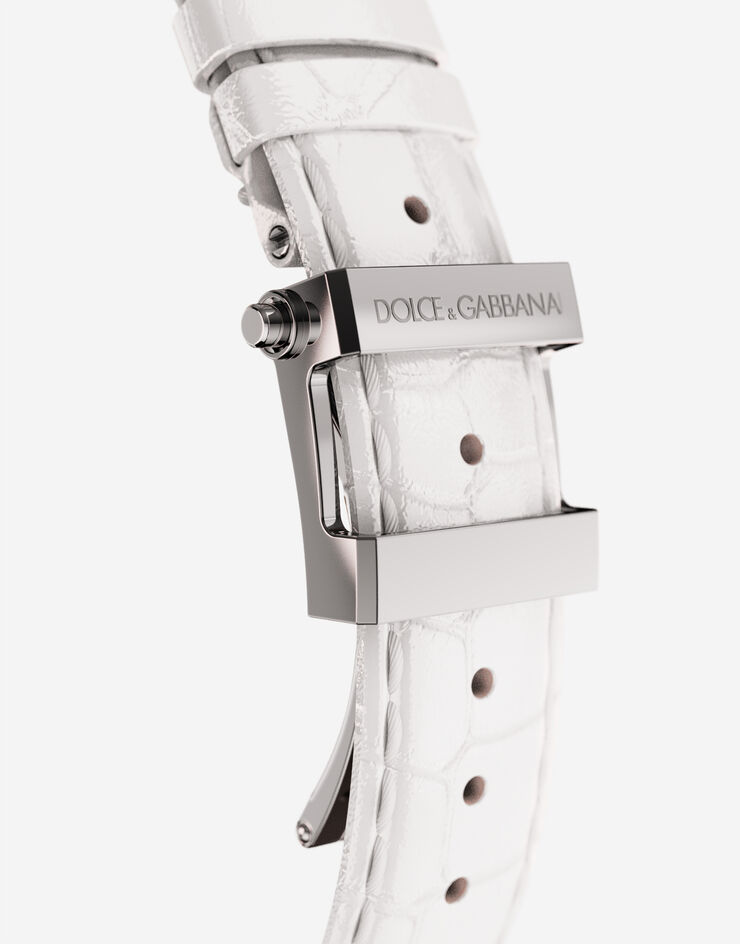 Dolce & Gabbana ساعة DG7 من الفولاذ بزخرفة جانبية محفورة من الذهب أبيض WWEE1MWWS11