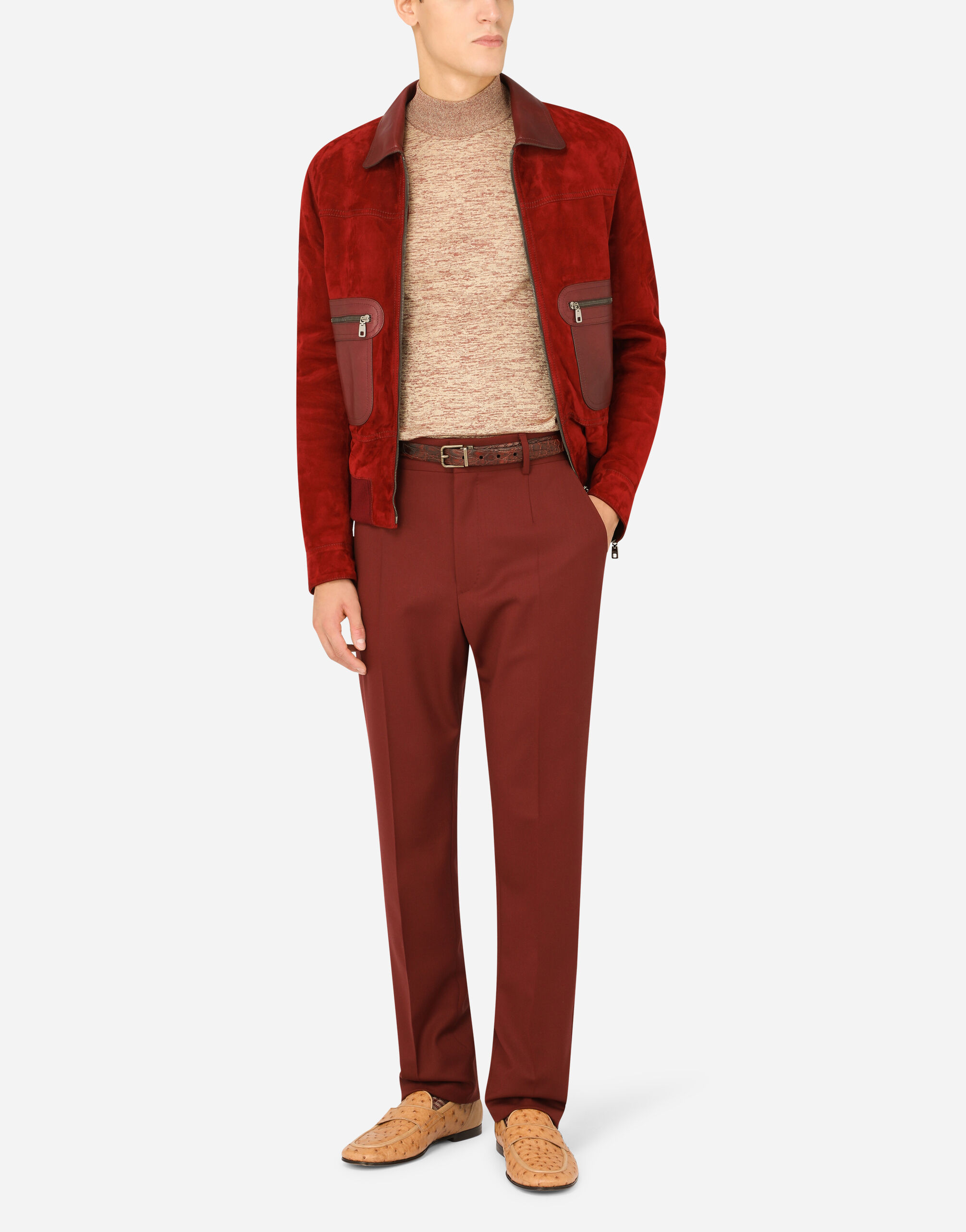 Suede jacket in Bordeaux for Men Dolce Gabbana US
