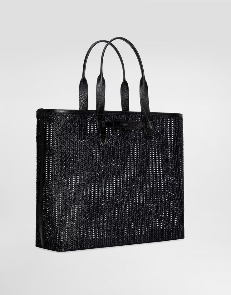 Dolce & Gabbana Bolso shopper de rejilla trenzada y becerro Black BM2453A9O94