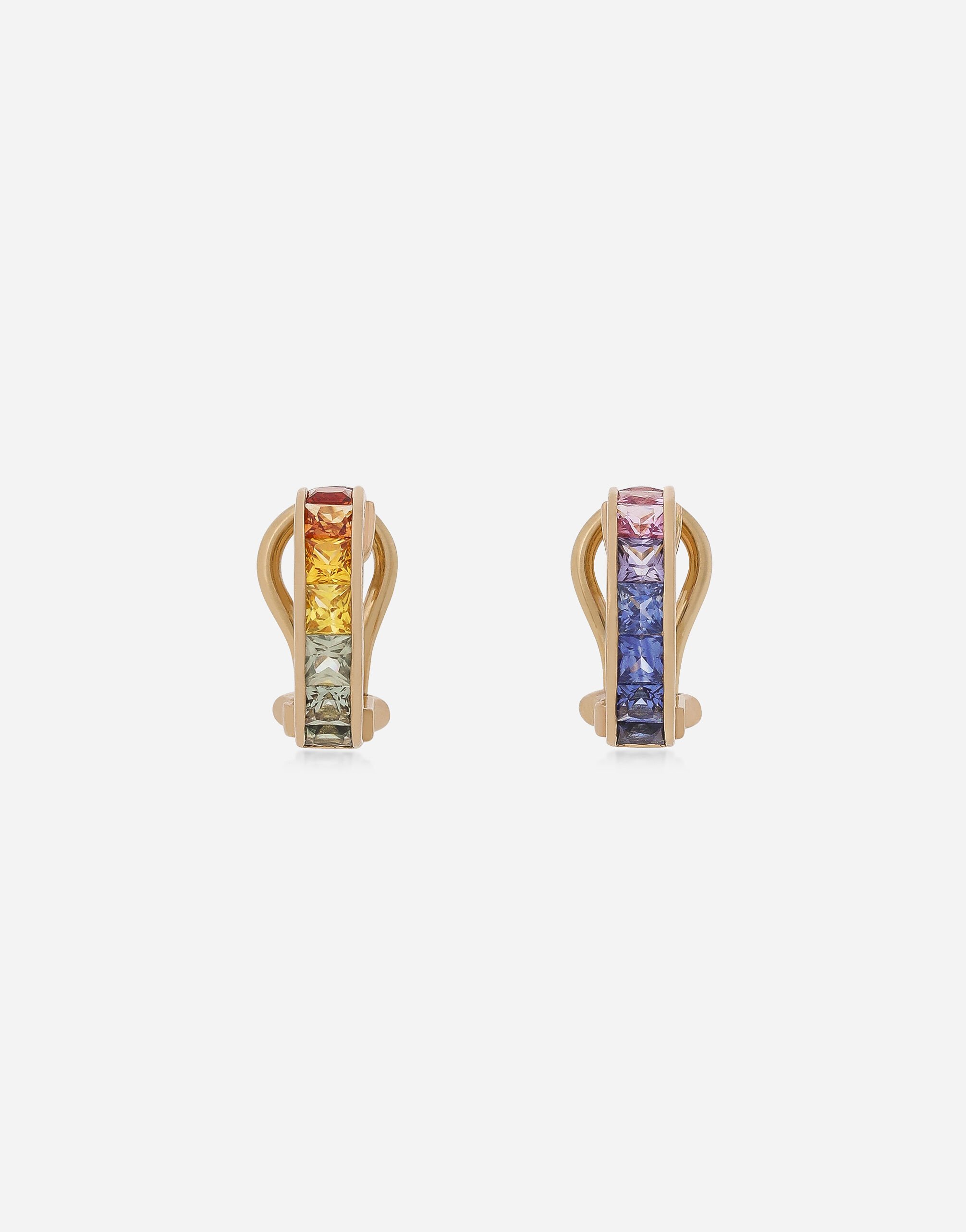 Dolce & Gabbana Boucles d’oreilles Rainbow en or jaune 18 ct avec saphirs multicolores et diamants Doré WAMR1GWMIX1