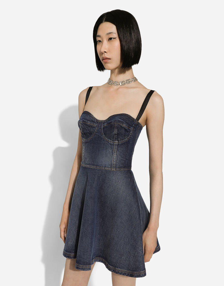 Dolce & Gabbana Robe bustier courte en denim Bleu F6GAMDG8KT2