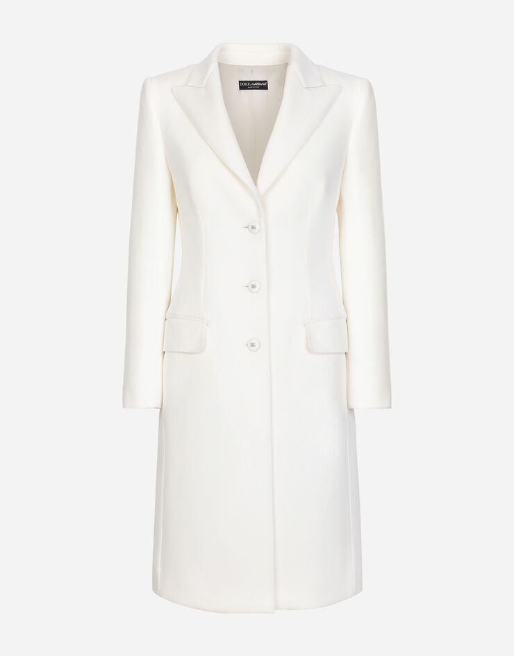 Dolce & Gabbana Single-breasted wool and cashmere coat White F0Q41TFU3A1