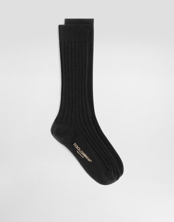 Dolce & Gabbana Ribbedwool socks Black FXP07TJGMD1