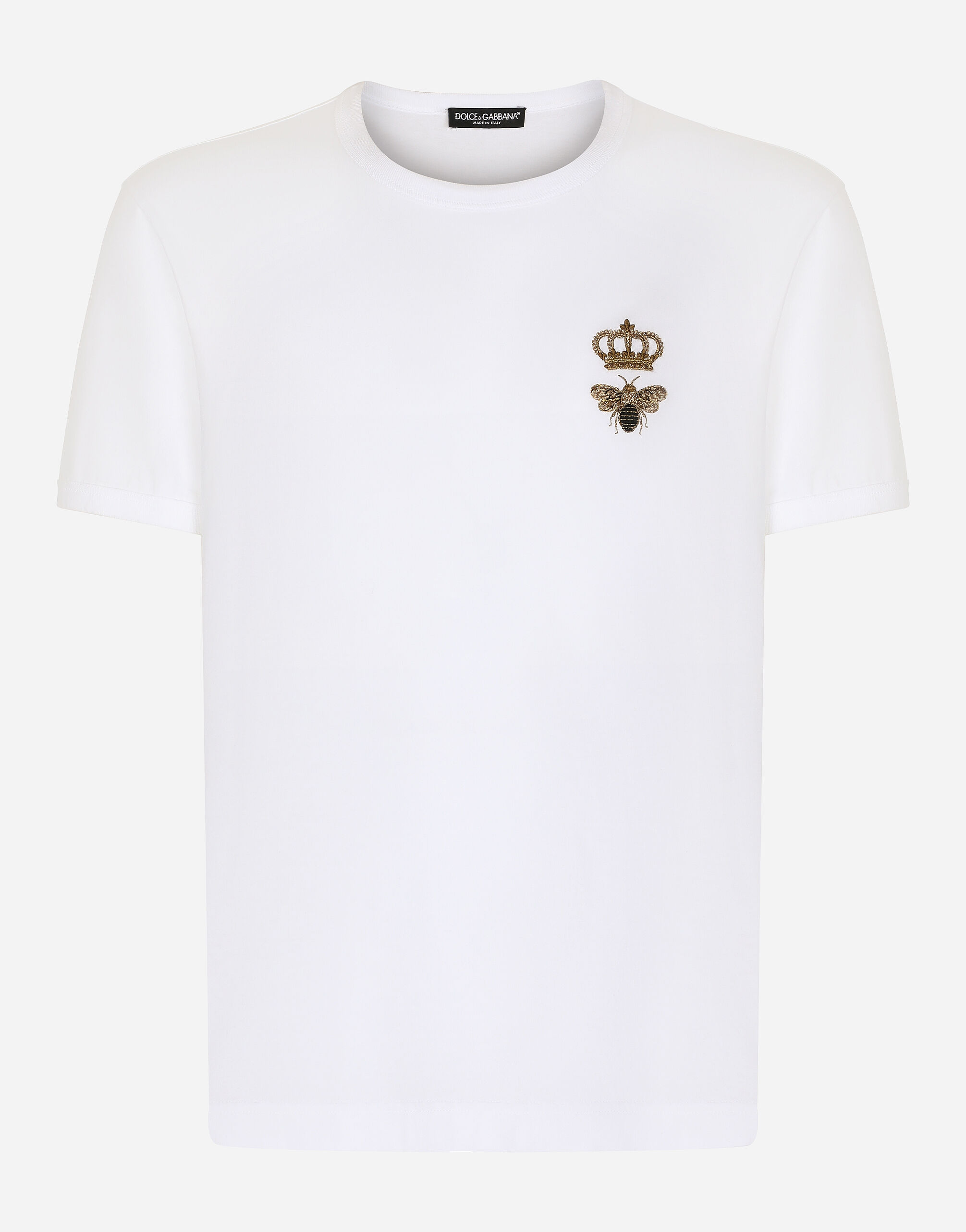 Dolce & Gabbana Cotton T-shirt with embroidery White G8RG0TFU75F