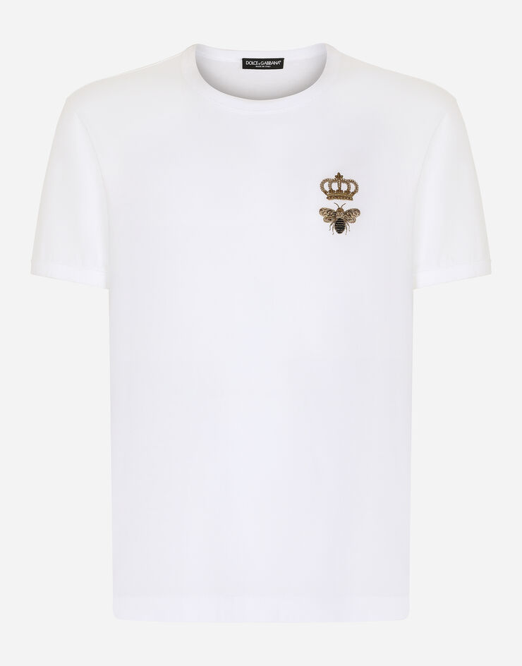 Dolce & Gabbana T-shirt cotone con ricamo Bianco G8PV1ZG7WUQ