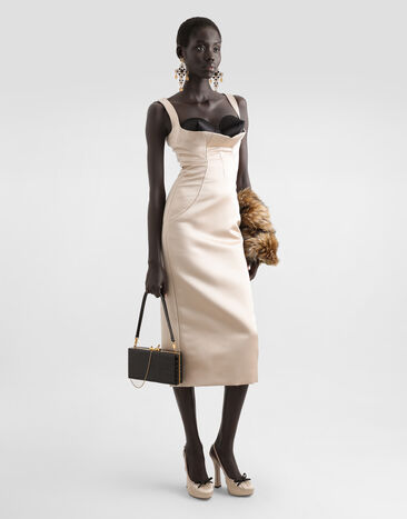 Dolce & Gabbana Stretch satin calf-length sheath dress Pink F6TTYTFURAD