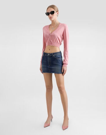 Dolce & Gabbana Cropped silk cardigan Pink FXV84TJBSLJ