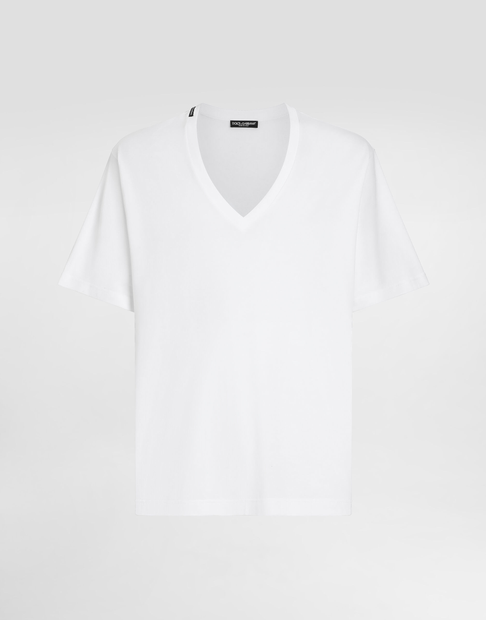 Cotton V-neck T-shirt in White for Men | Dolce&Gabbana®